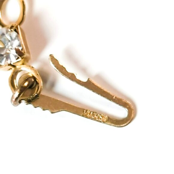 Vintage 14k Gold Filled Necklace & Earrings Set With Clear Faceted Stones - Picture 7 of 9